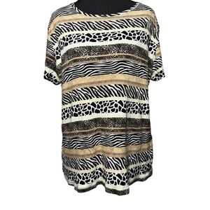 BYdesign Animal Print Y2K Granny Casual Cotton T-Shirt Short Sleeve Women‎ XL